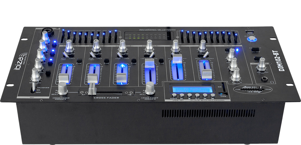 Ibiza 6-kanals Mixer/12 innganger med USB og Bluetooth