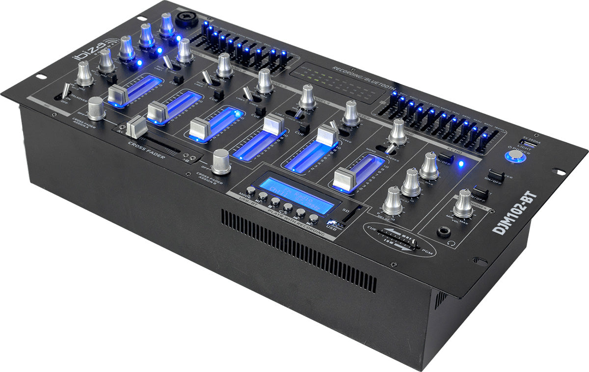 Ibiza 6-kanals Mixer/12 innganger med USB og Bluetooth