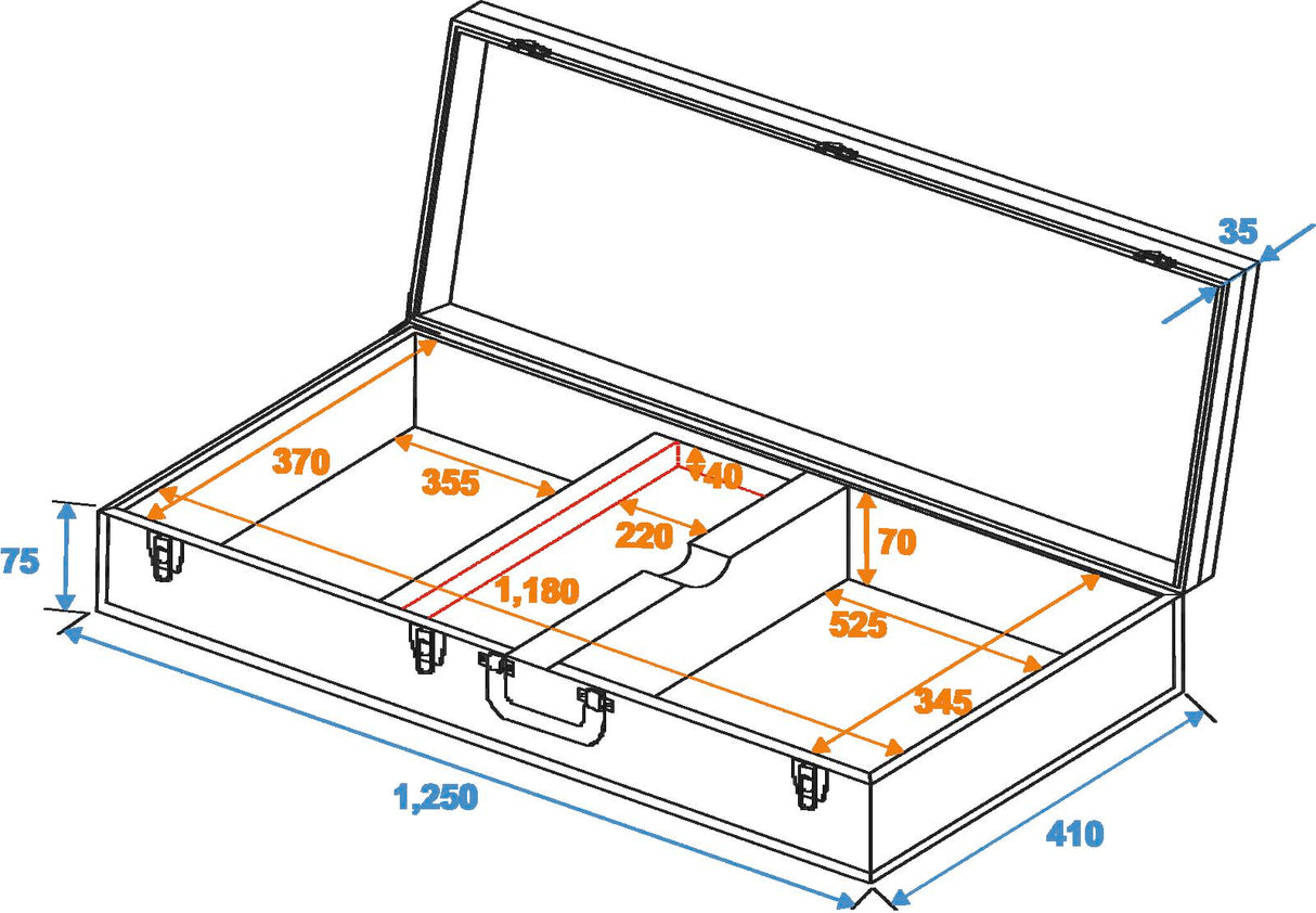 DiMavery Flightcase for El-Bas, rektangulær