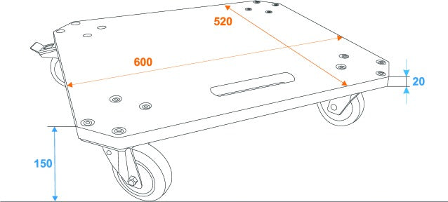 Hjulbrett MDF 4x Hjul (2 m. Brems)