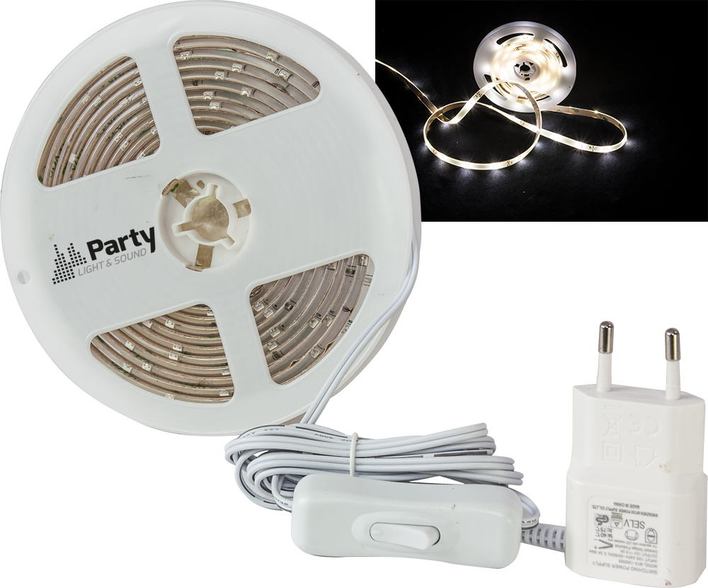 Party Light & Sound LED-strip (hvit, 3m)
