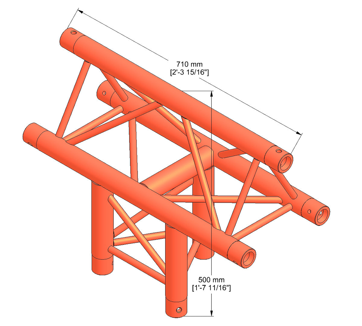 Milos STB trio 3-veis vertikalt T-stykke hjørne, apex opp