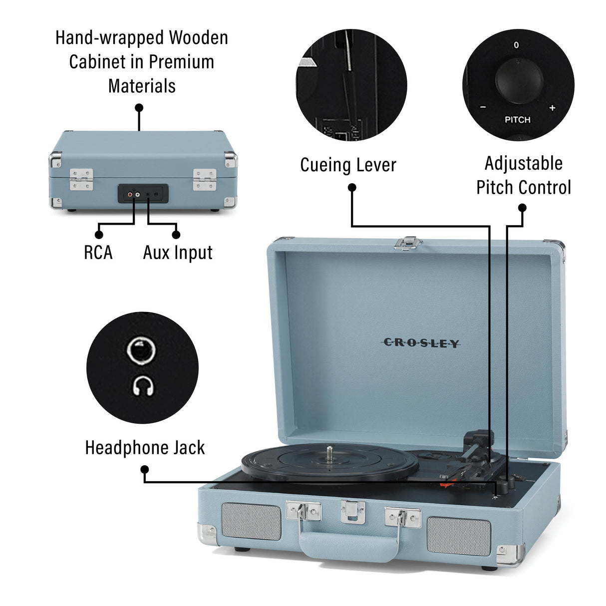 Crosley Cruiser Plus platespiller toveis Bluetooth (turmalin)