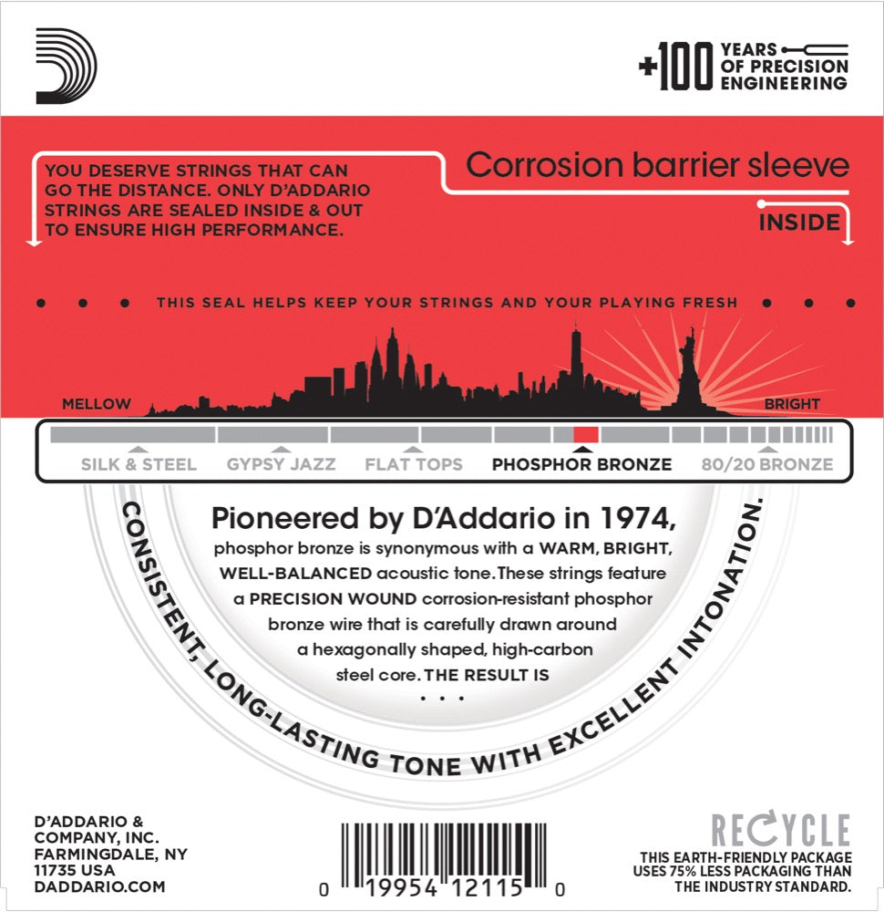 Daddario EJ17 fosforbronse gitarstrenger (medium, 1356)