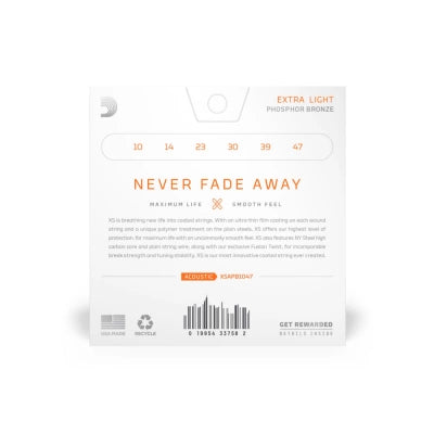 Daddario XSAPB1047 fosforbronse gitarstrenger (ekstra lette, 10-47)