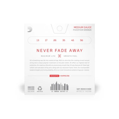 Daddario XSAPB1356 fosforbronse gitarstrenger (medium, 1356)