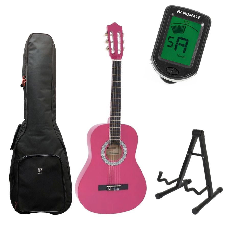 DiMavery AC-303 spansk gitar 3/4 startsett (rosa)