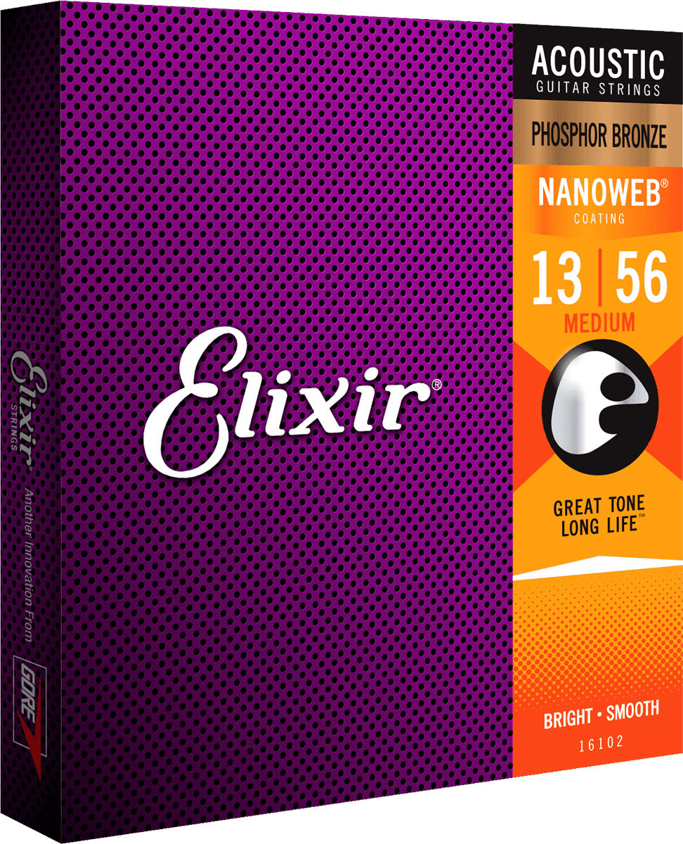 Elixir Nanoweb Phosphor Bronzegitarstrenger (medium, 13-56)