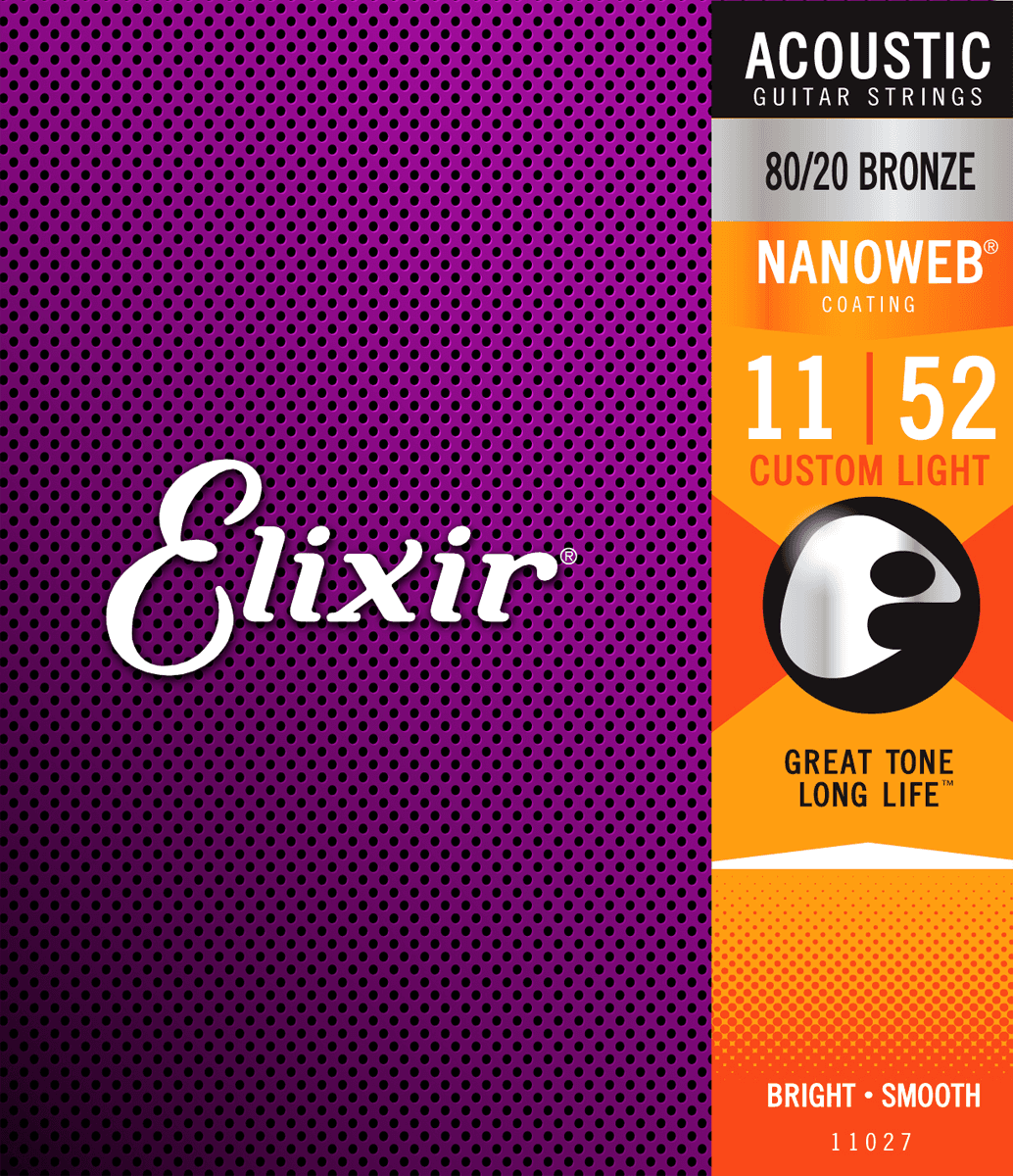 Elixir Nanoweb Bronze 80/20 gitarstrenger (tilpasset lys, 11-52)