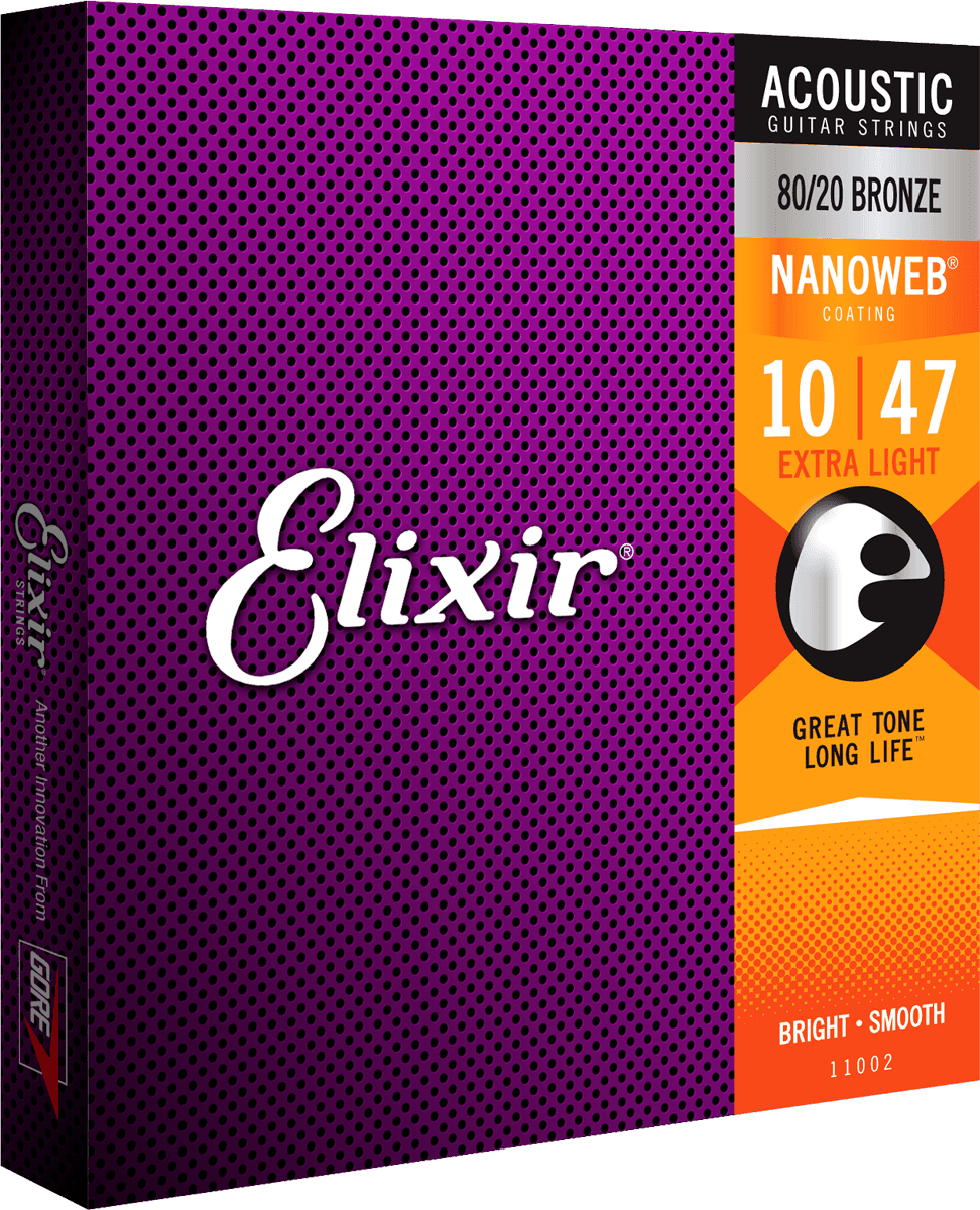 Elixir Nanoweb Bronze 80/20 gitarstrenger (ekstra lette, 10-47)