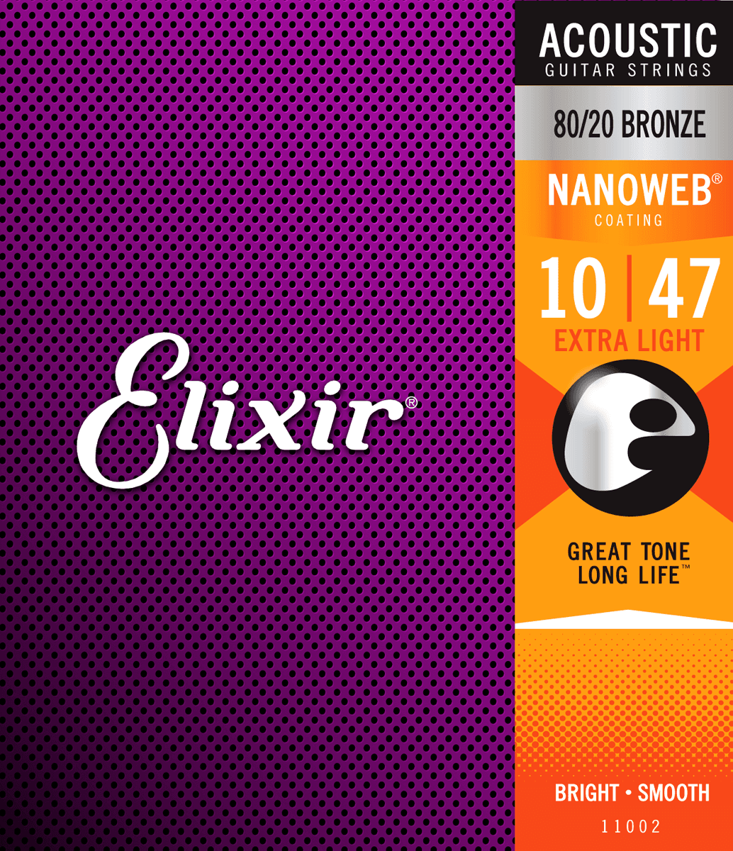 Elixir Nanoweb Bronze 80/20 gitarstrenger (ekstra lette, 10-47)