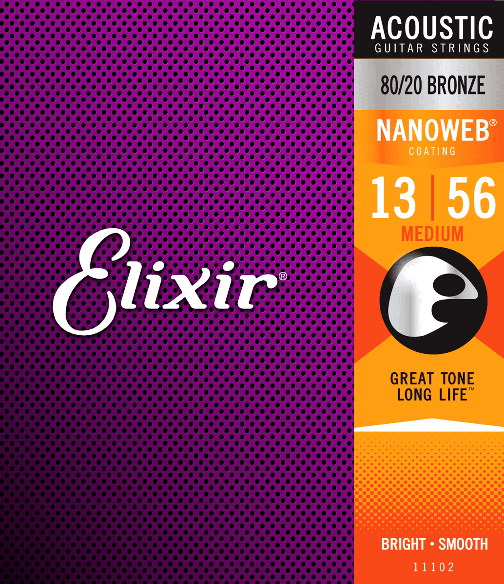 Elixir Nanoweb Bronze 80/20 gitarstrenger (medium 13-56)
