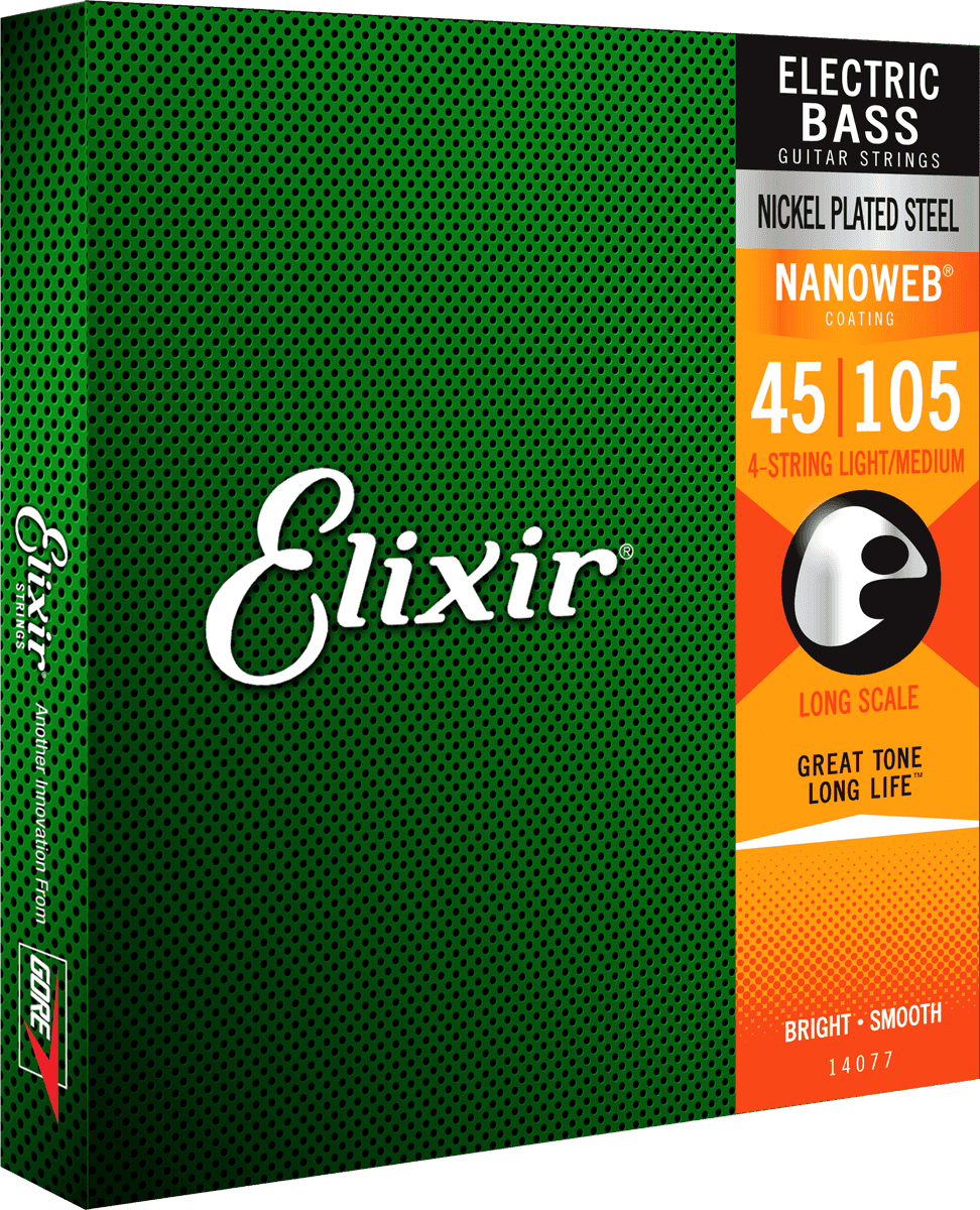 Elixir Nanoweb Nikkel Bass Strings (Medium, 45-105)