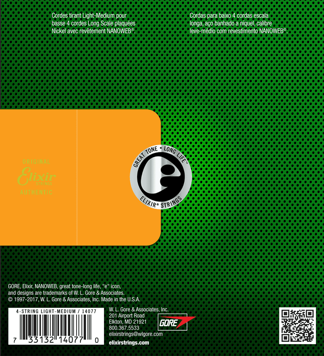 Elixir Nanoweb Nikkel Bass Strings (Medium, 45-105)