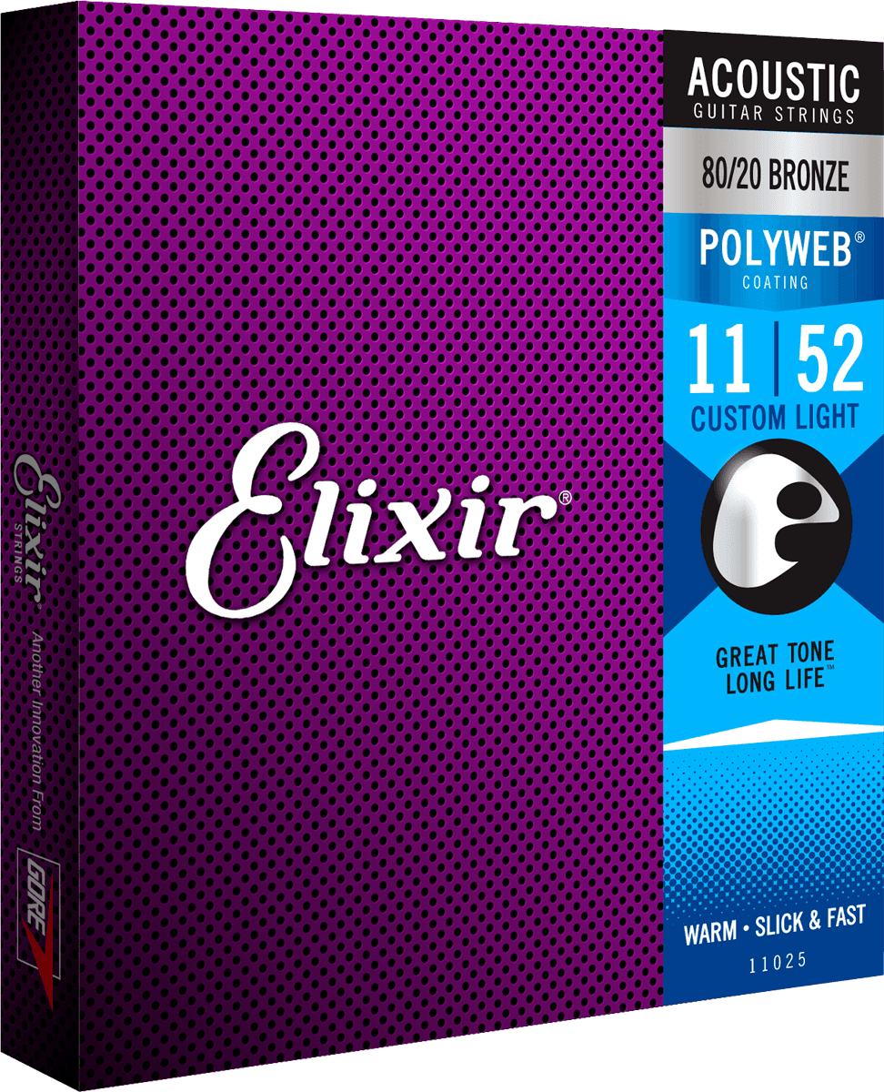 Elixir Polyweb Bronze 80/20 gitarstrenger (tilpasset lys, 11-52)