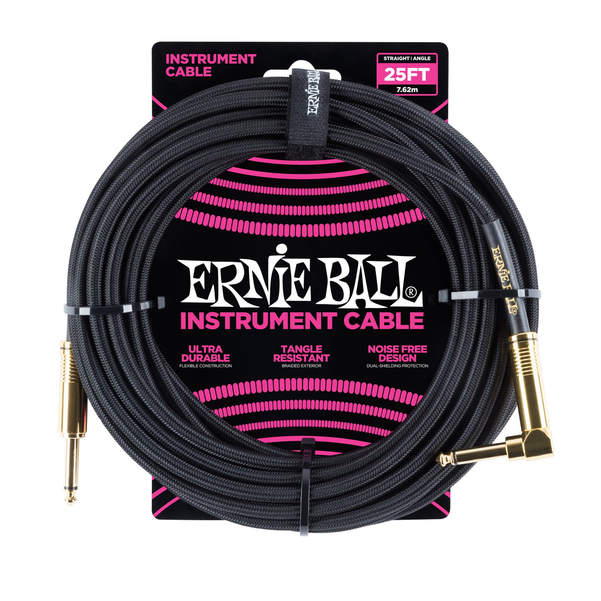 Ernie Ball 6058 gitarkabel (svart, 7,5 m)