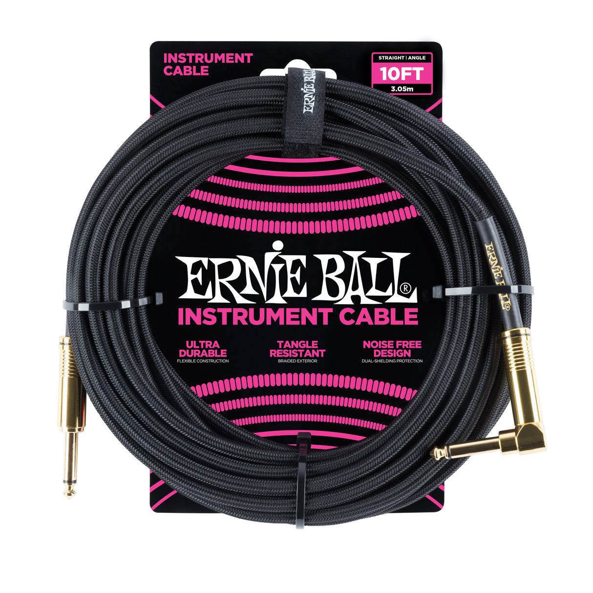 Ernie Ball 6081 gitarkabel (svart, 3m)