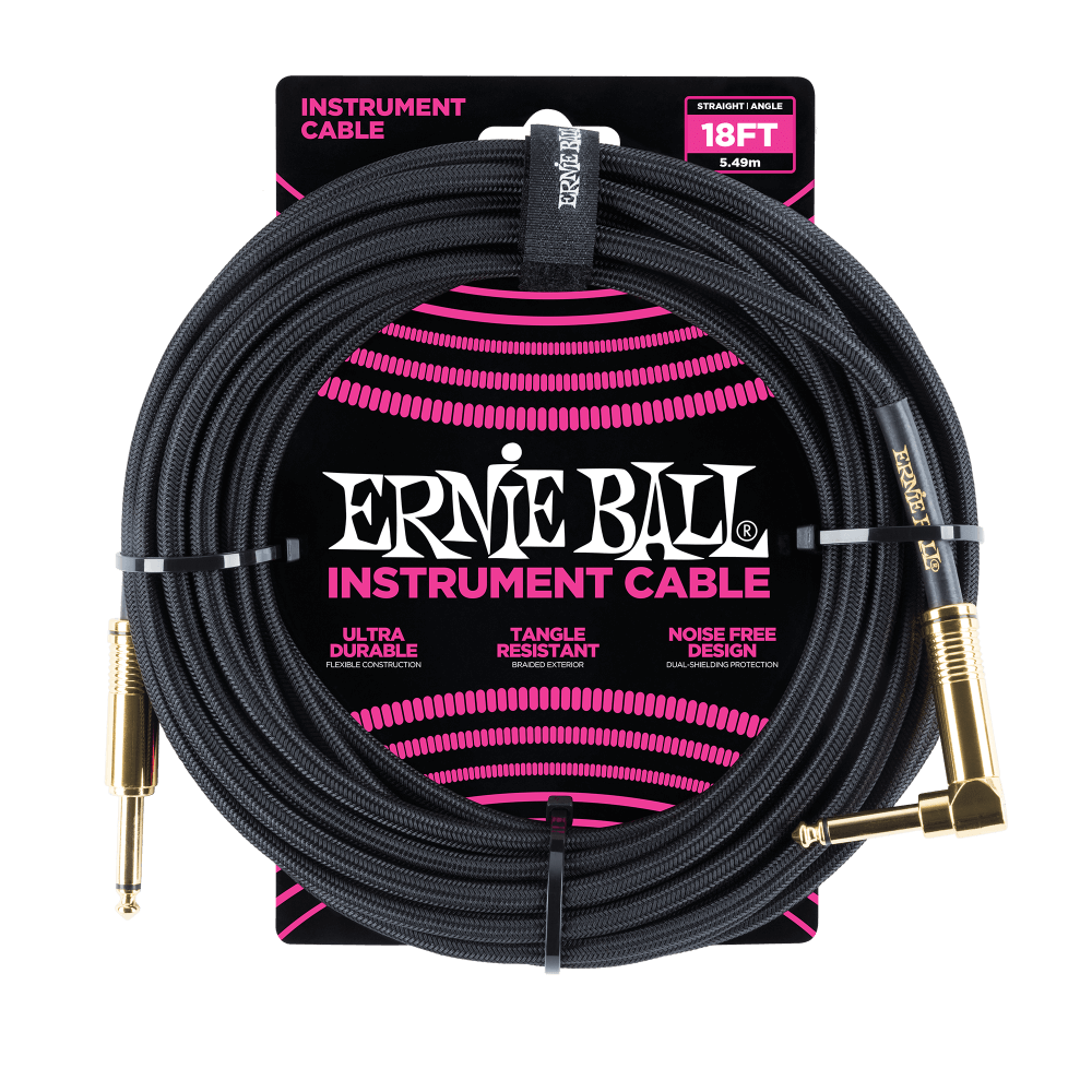 Ernie Ball 6086 gitarkabel (svart, 5,4 m)