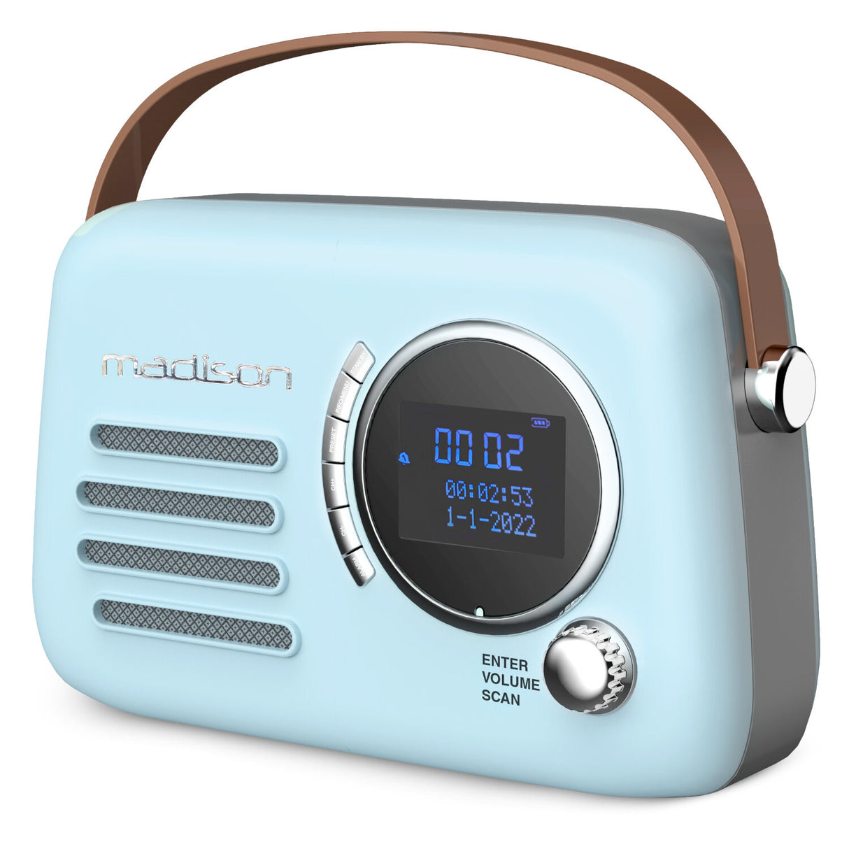 Madison Retro Radio med Bluetooth, FM og DAB (Lyseblå)