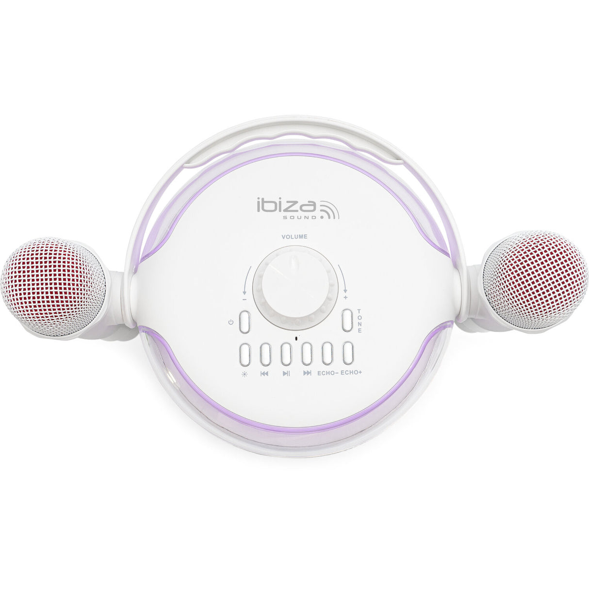 Ibiza karaokesystem med Bluetooth og 2 mikrofoner (hvit)