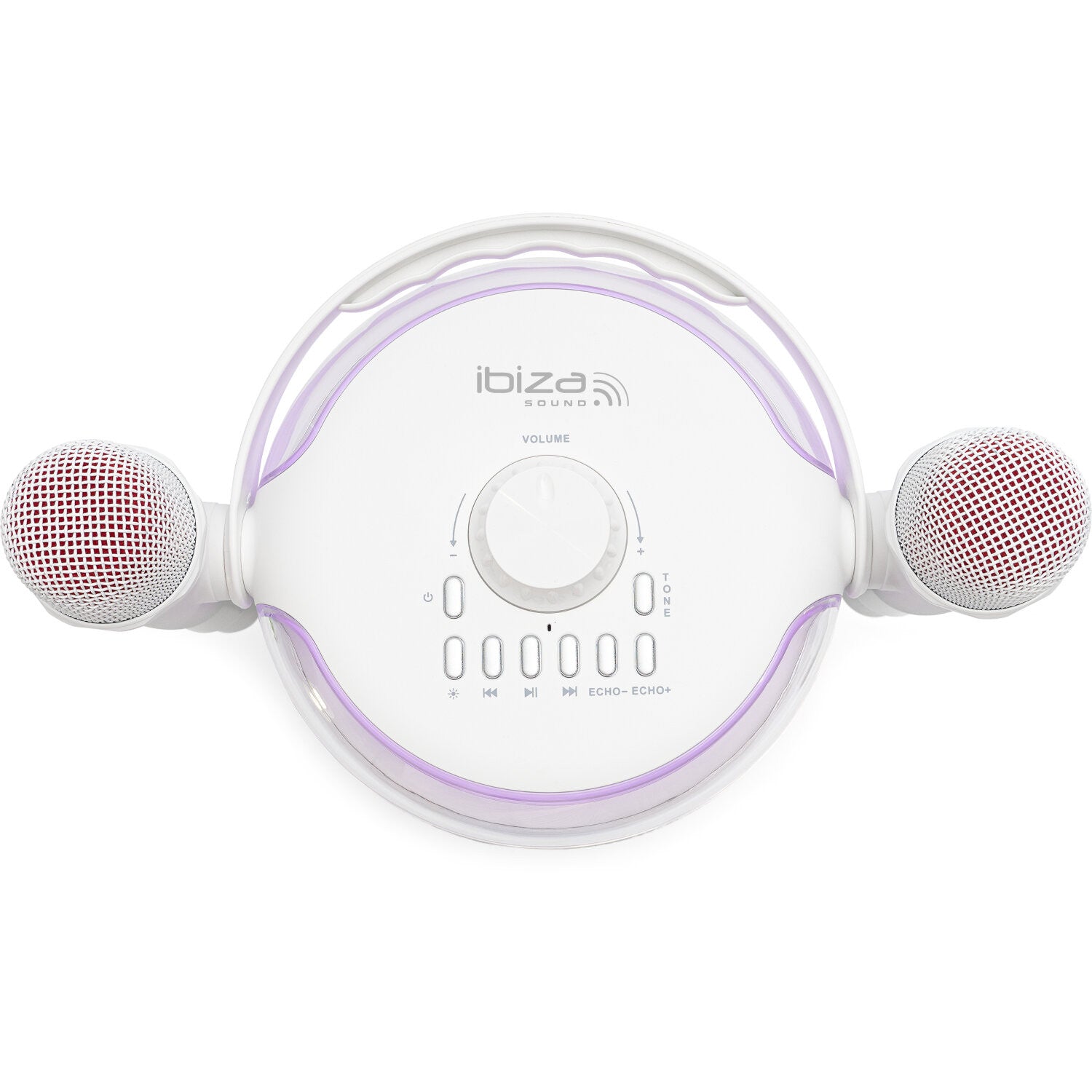 Ibiza karaokesystem med Bluetooth og 2 mikrofoner (hvit)