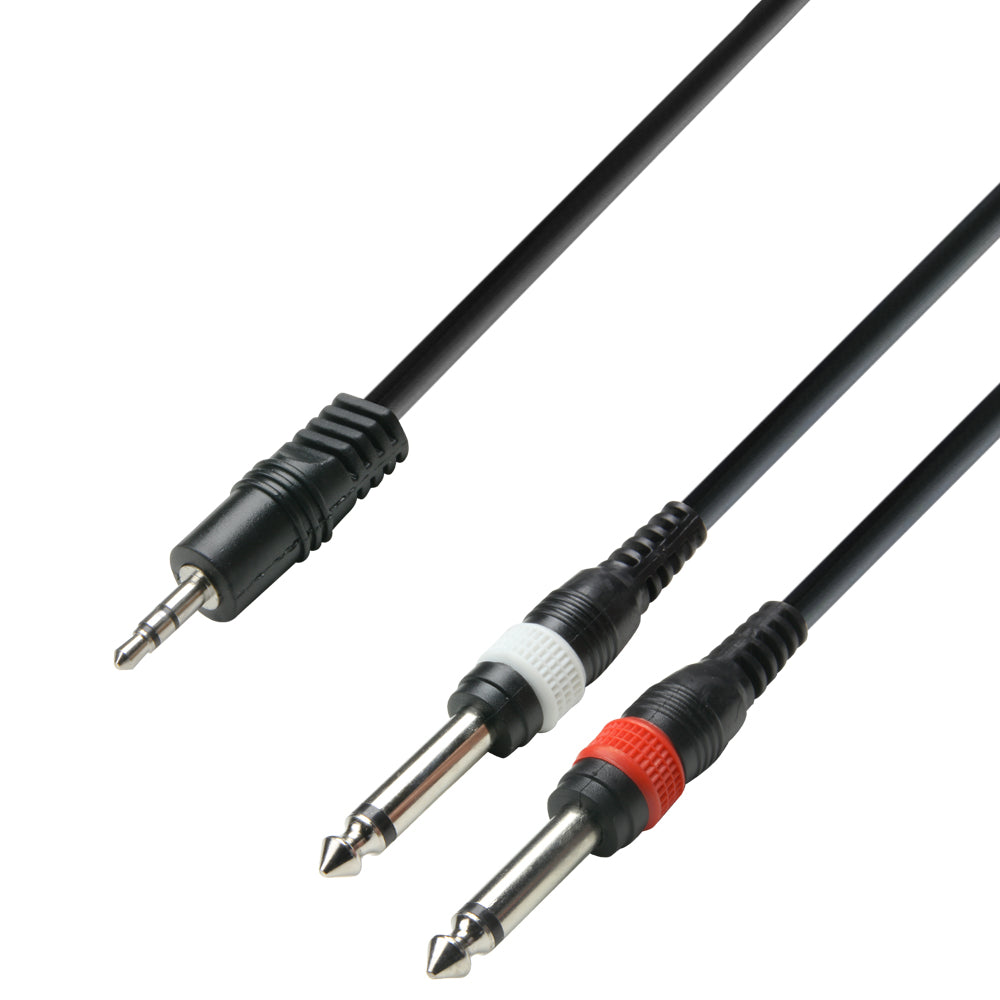 Adapterkabel 3,5 mm Jack Stereo til 2 x 6,3 mm Jack mono