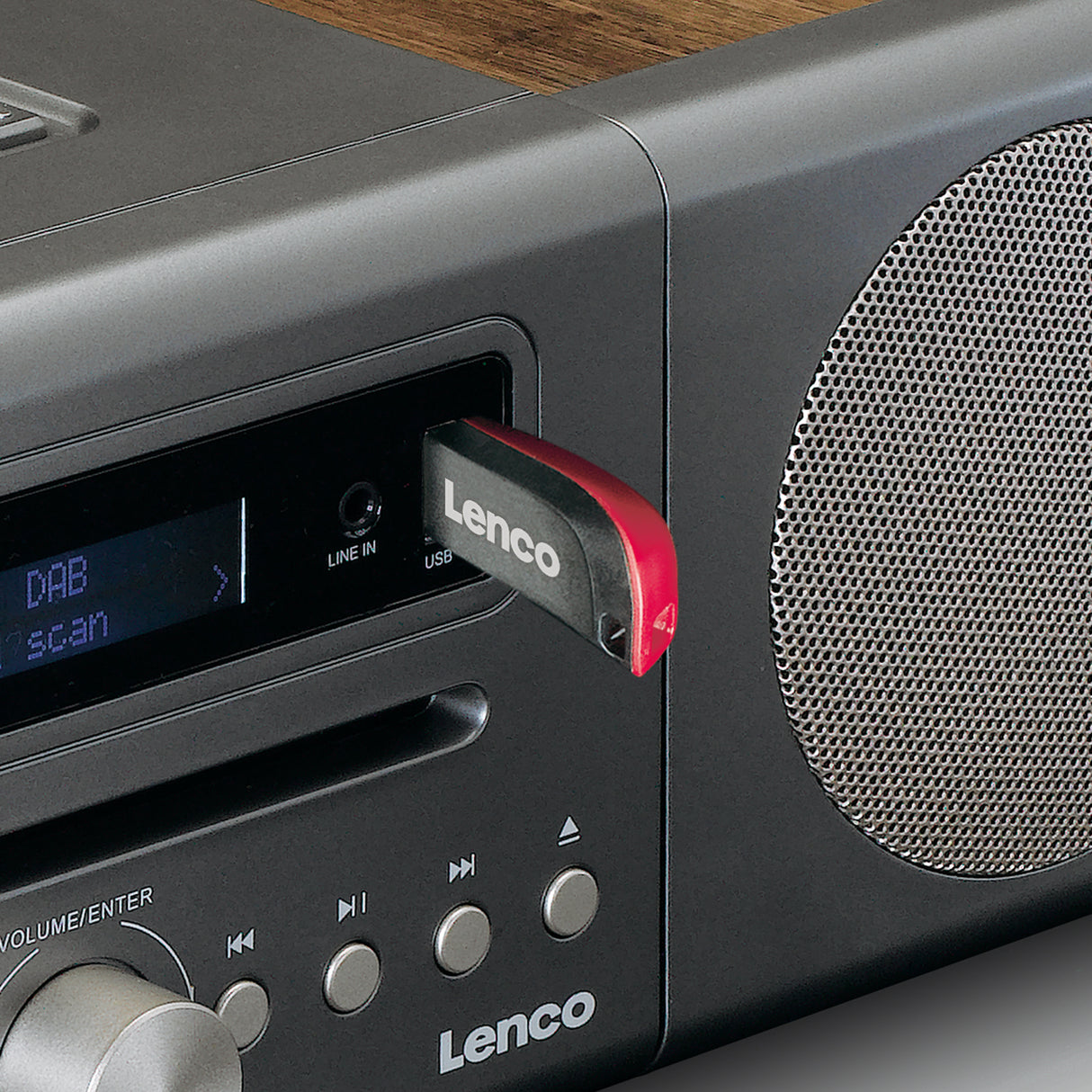 Lenco MC-175SI DAB+CD MP3-spiller (brun/sølv)