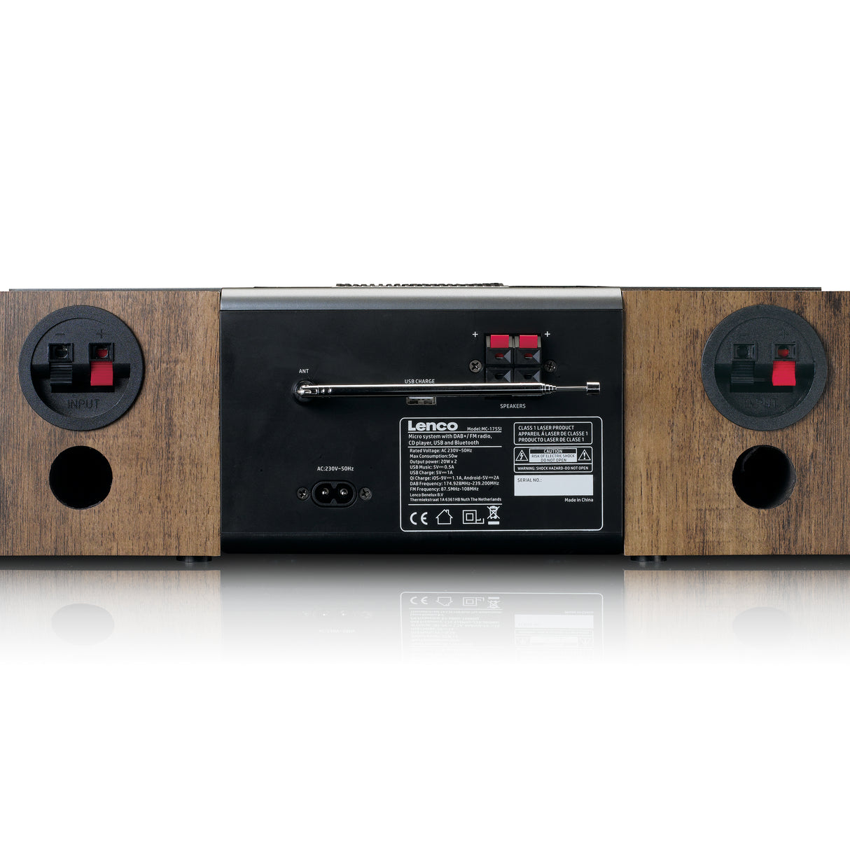 Lenco MC-175SI DAB+CD MP3-spiller (brun/sølv)