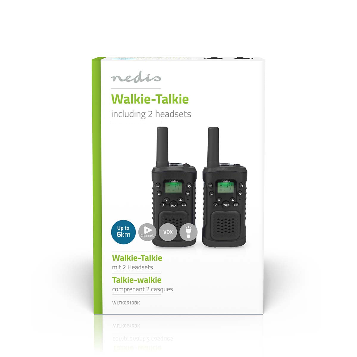 Nedis Walkie Talkie-sett med hodesett (opptil 6 km)