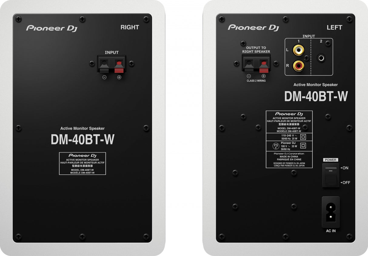 Pioneer DJ DM-40BT-W studiomonitorer med Bluetooth (hvit)