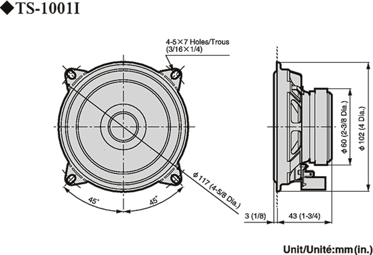 Pioneer TS-1001i bilhøyttalersett (10 cm, 4")