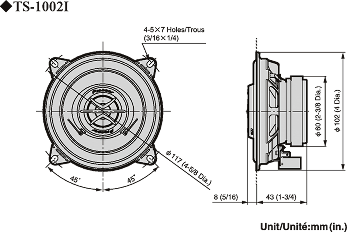 Pioneer TS-1002i bilhøyttalersett (10 cm, 4")