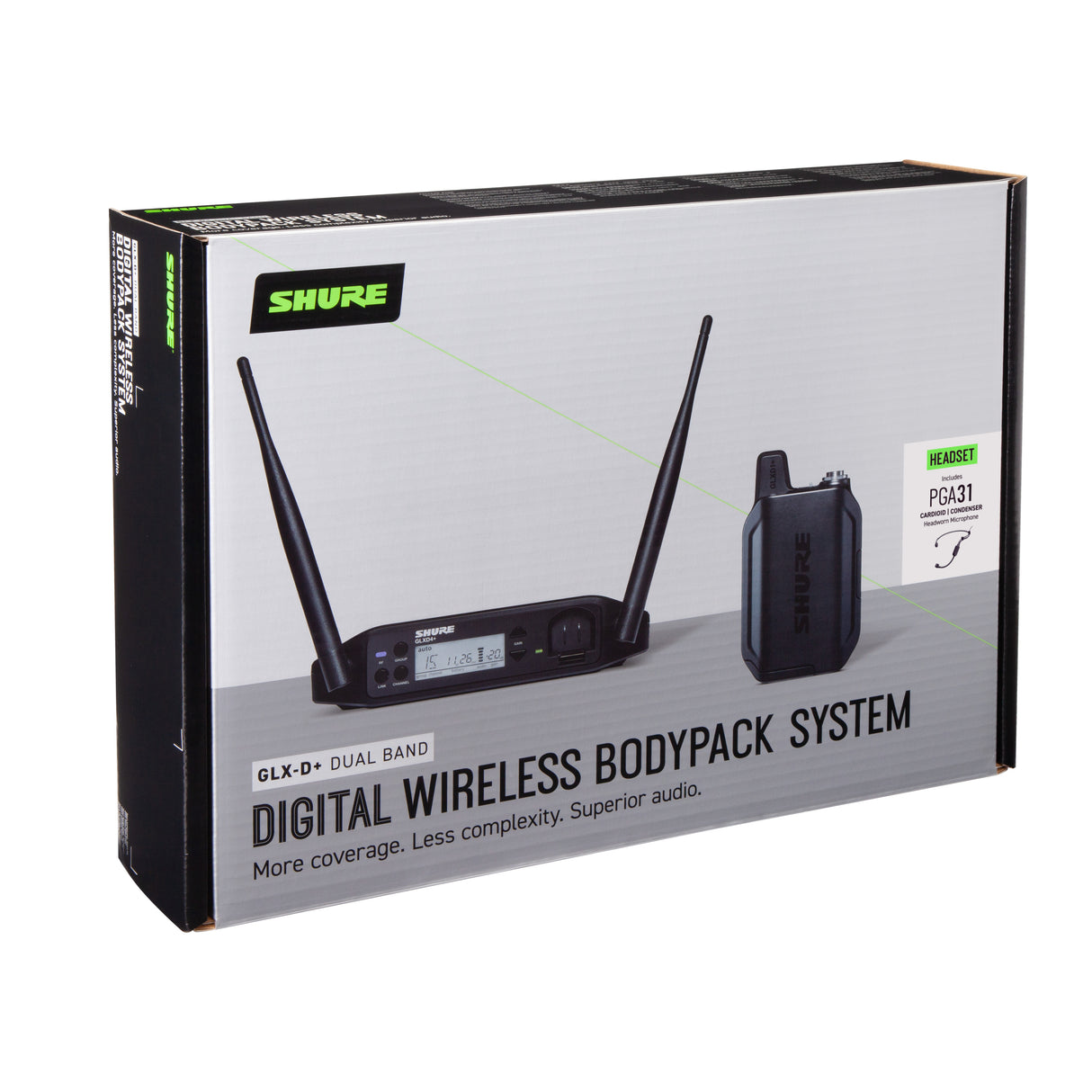 Shure GLXD14+ PGA31 trådløst hodesett (2,4 + 5,8 GHz)