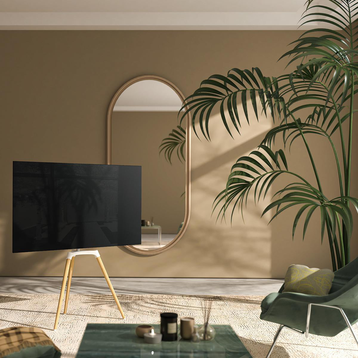 TV gulvstativ (hvit, bøk, 50-65")