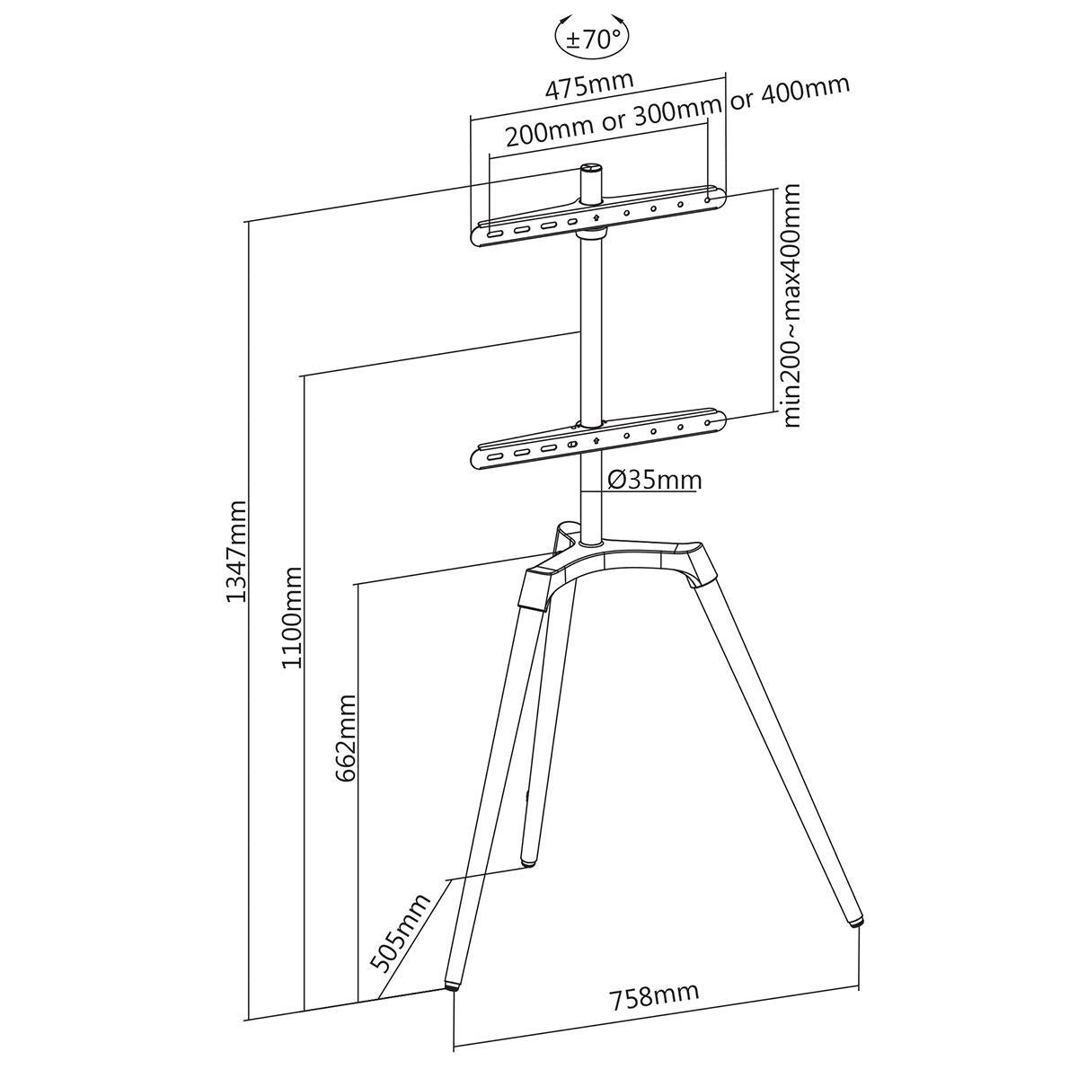 Tv gulvstativ (svart, bøk 50-65")