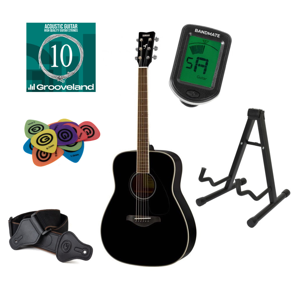 Yamaha FG820 BLII Western Guitar Starter Kit (svart)