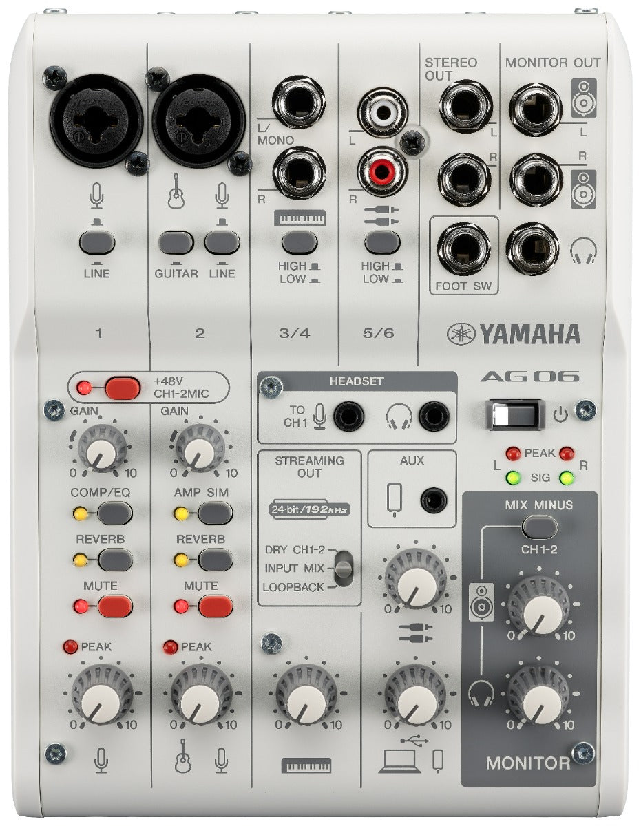 Yamaha AG06 MkII Live Streaming Mixer (hvit)