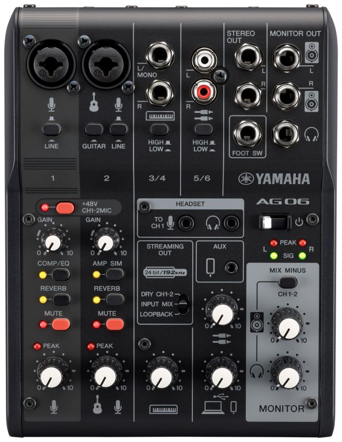 Yamaha AG06 MkII Live Streaming Mixer (svart)