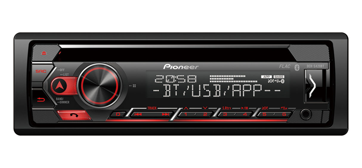 Pioneer DEH-S420BT 1-DIN bilstereo med CD, Bluetooth og USB