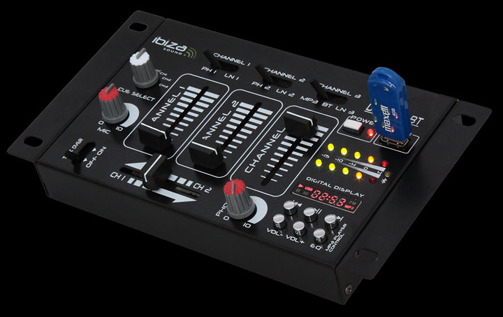 Ibiza DJ Mixer med Bluetooth og USB
