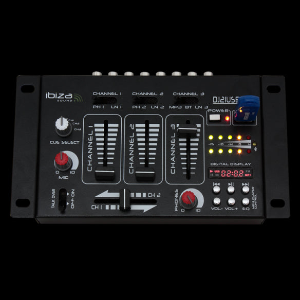 Ibiza DJ Mixer med Bluetooth og USB