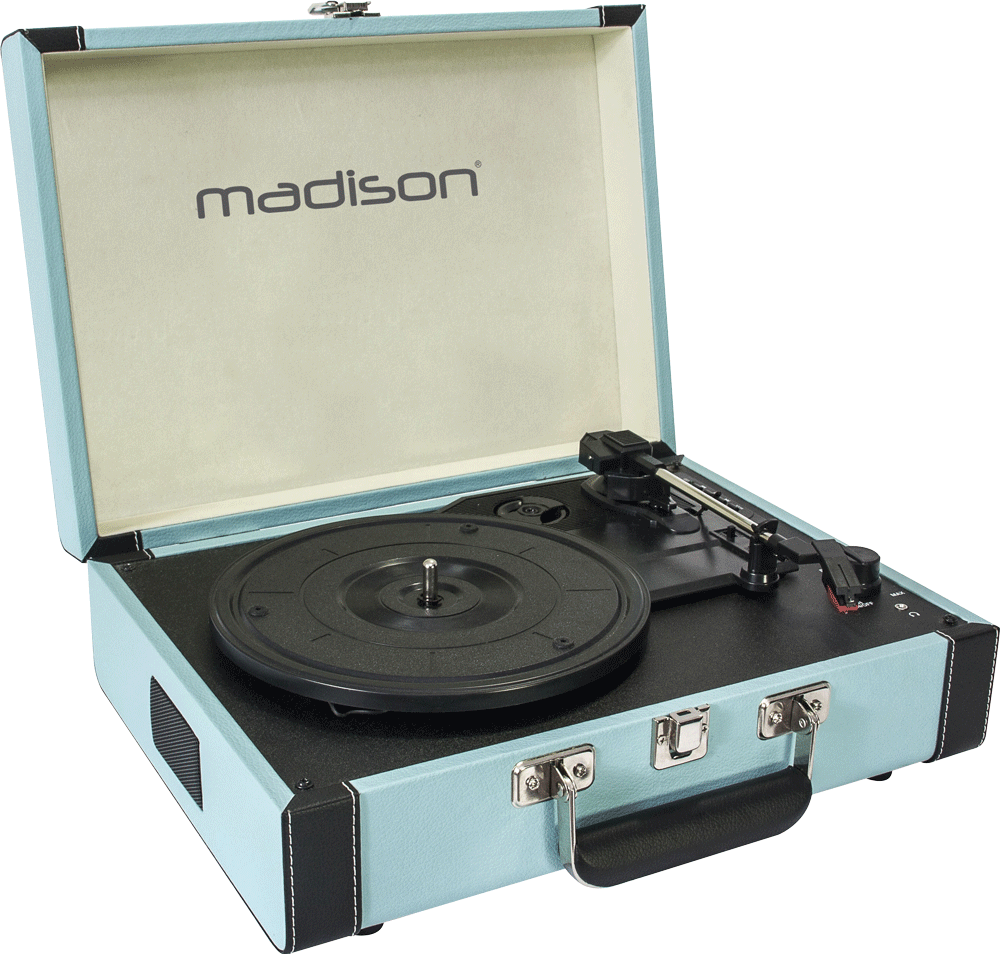 Madison Vintage platespiller med Bluetooth (lyseblå)
