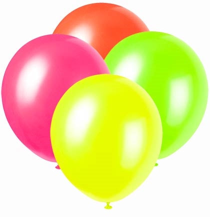 Neonfargede UV-ballonger (Mix, 100 stk.)