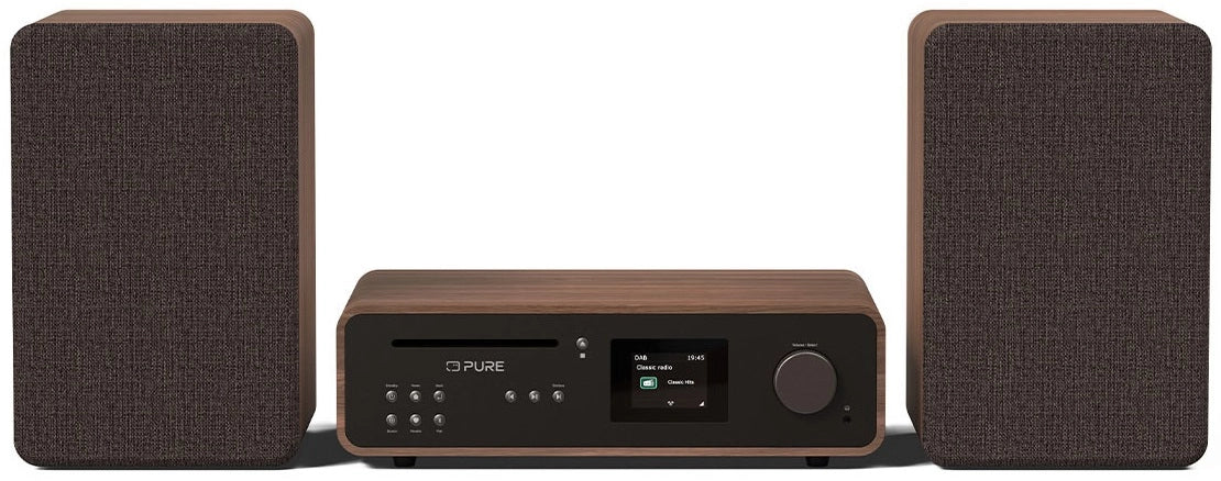 Pure Classic Stereo Hi-Fi System – DAB+, CD, Bluetooth, 100W, Valnøtt