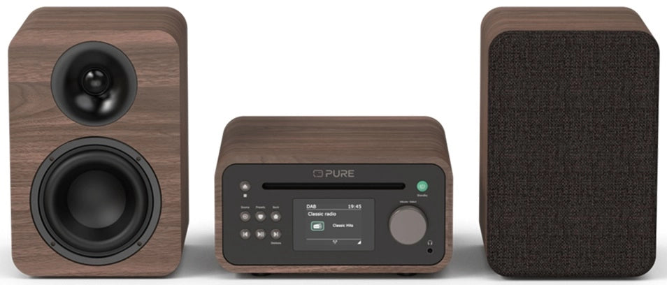 Pure Classic Stereo Mini Hi-Fi System – DAB+, CD, Bluetooth, 40W, Valnøtt
