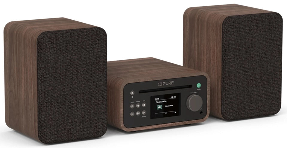 Pure Classic Stereo Mini Hi-Fi System – DAB+, CD, Bluetooth, 40W, Valnøtt
