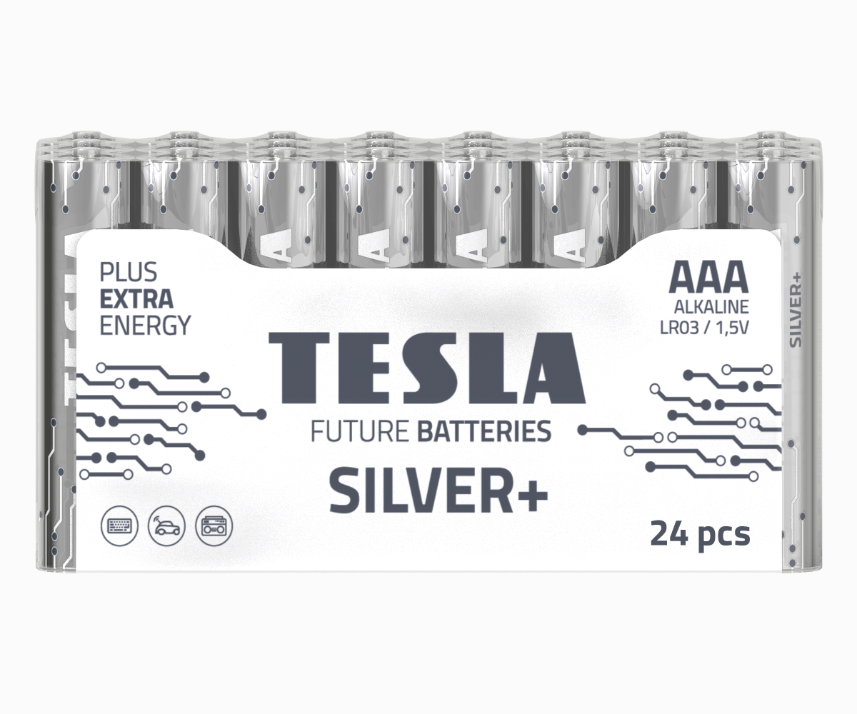 Tesla Silver+ AAA Alkaline Batterier (24 stk)