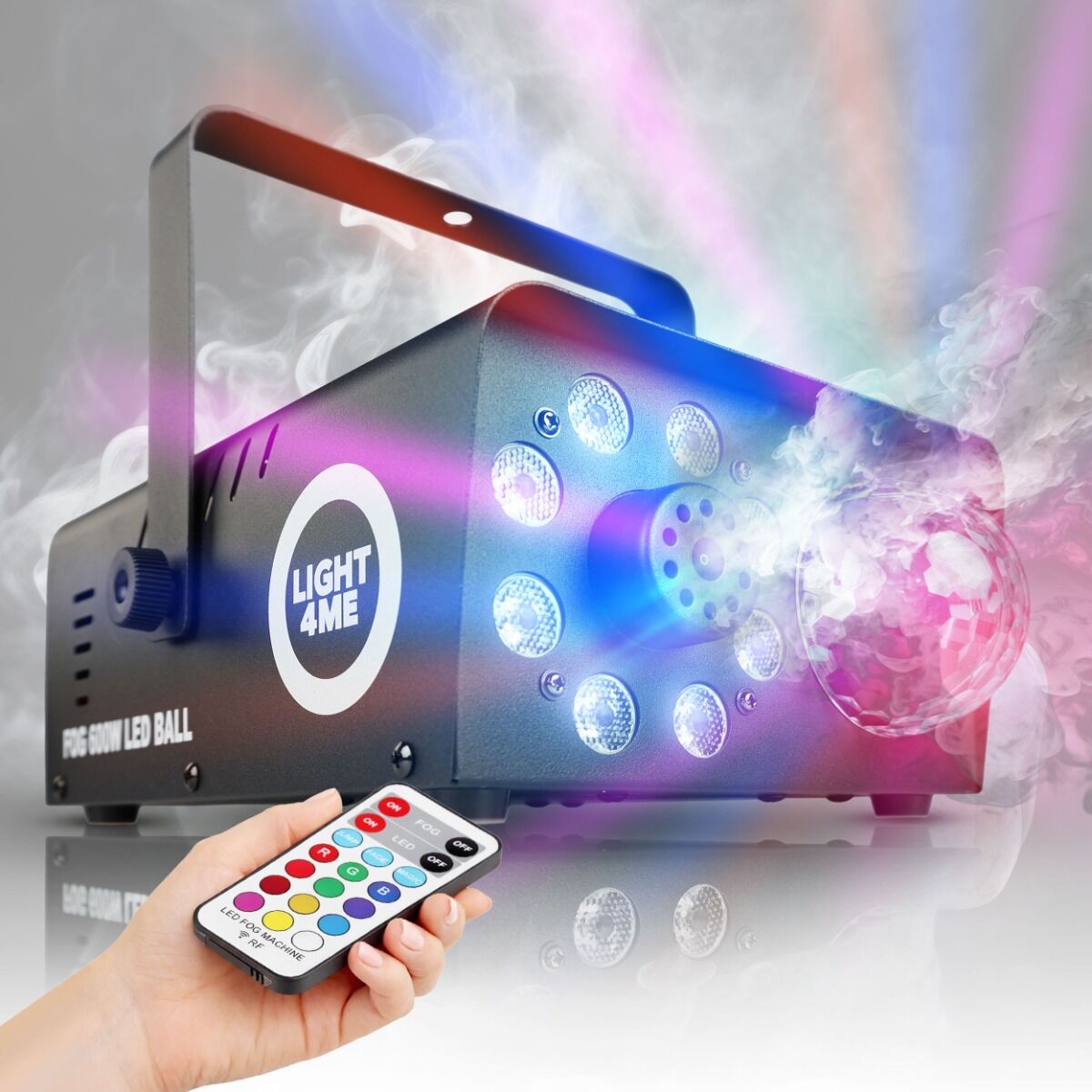 Light4Me Fog 600W LED Ball røykmaskin – RGB discoeffekt