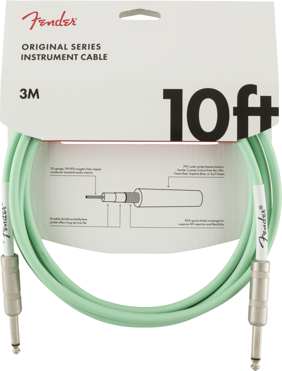 Fender original gitarkabel ( Surf Green , 3m)