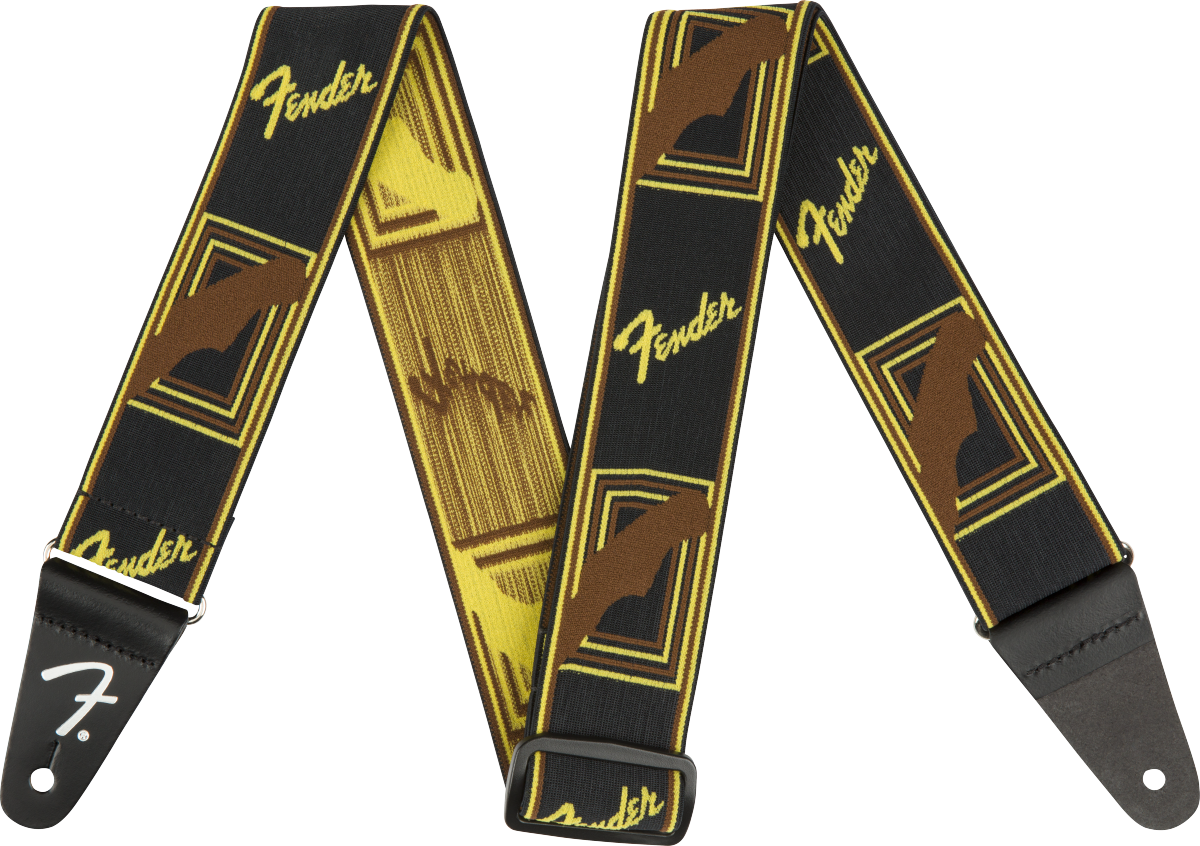 Fender vektløs gitarstropp ( Black / Yellow / brun, 2")